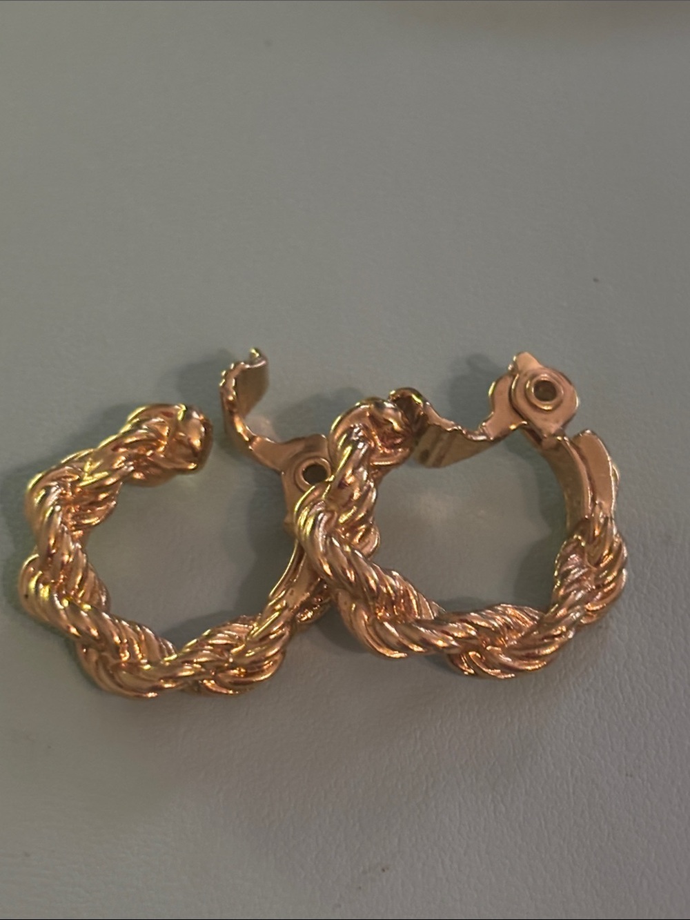 Vintage Monet gold rope hoop clip on earrings